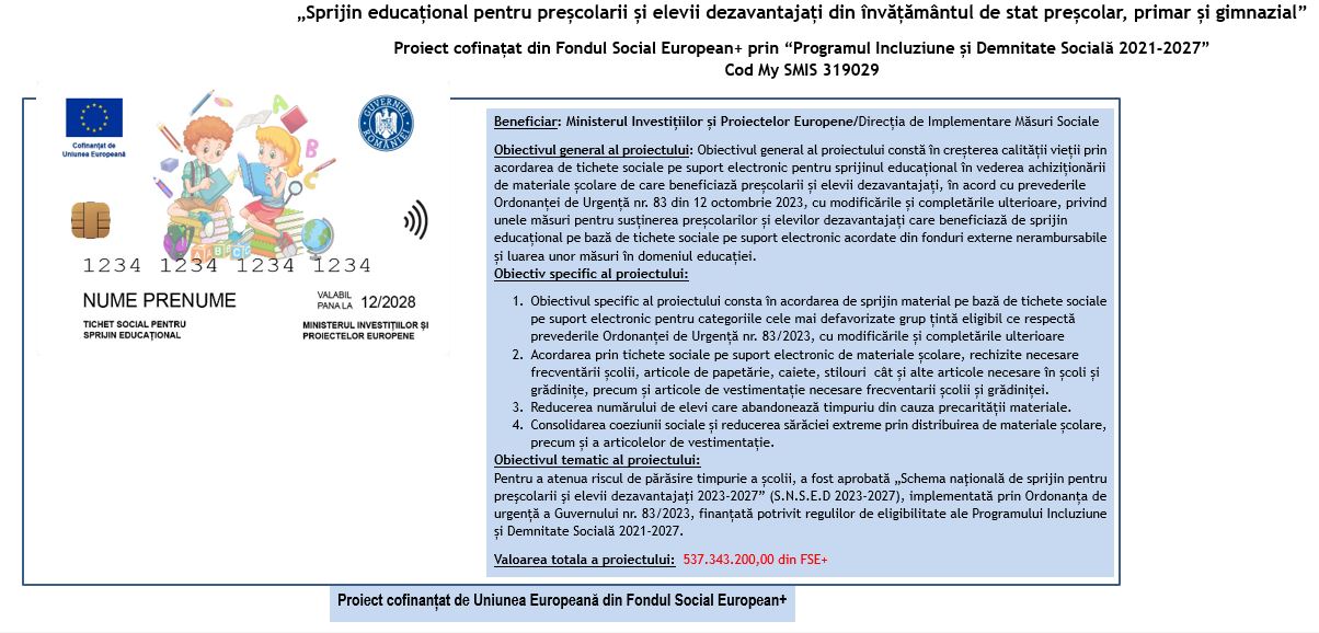 Afis despre acordarea tichtelor sociale pe suport electronic